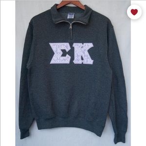 Sigma Kappa Gray Quarter Zip with Purple Letters